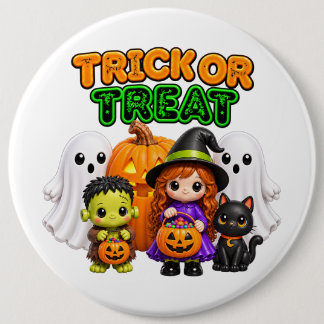 Trick or Treat - Schattige Halloween Vrienden Ronde Button 6,0 Cm