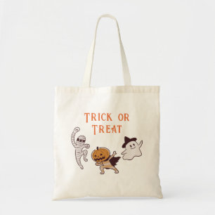 Trick or treat Schattige spook, mama, pompoen mons Tote Bag