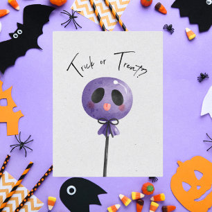 Trick or treat? Schattigee Waterverf lolly Briefkaart