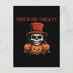 Trick or treat? Schedel en pompoen Briefkaart