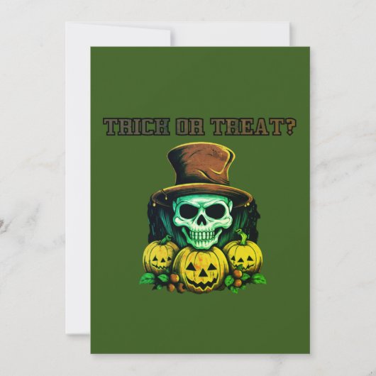 Trick or treat? Schedel en pompoen Save The Date (Voorkant)