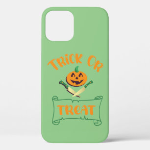 Trick or treat schedel Halloween pompoen gezicht iPhone 12 Hoesje