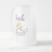 Trick or treat skull crossbones Halloween ribbon Matglas Bierpul (Voorkant links)