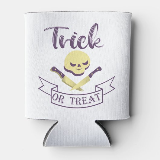Trick or treat skull crossbones Halloween ribbon T Blikjeskoeler (Voorkant)