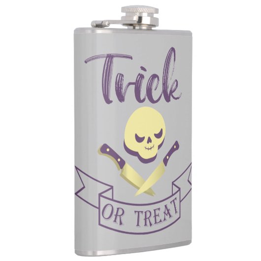 Trick or treat skull crossbones Halloween ribbon T Heupfles (Rechts)