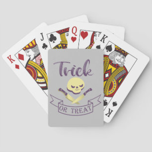 Trick or treat skull crossbones Halloween ribbon T Pokerkaarten