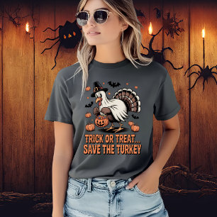 Trick or Treat Sla de Kalkoen Overleef Grappige Ha T-shirt