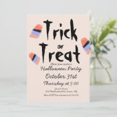 Trick or treat Snoep Costume Doodle Design Kaart (Staand voorkant)
