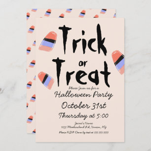 Trick or treat Snoep Costume Doodle Design Kaart