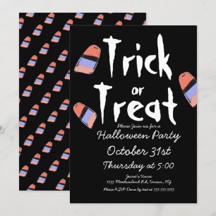 Trick or Treat Snoep Kostuum Doodle Ontwerp Zwart Kaart