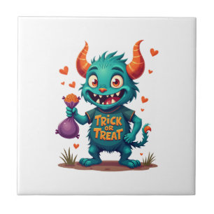 Trick or Treat Snoep Monster � Halloween T-Shirt D Tegeltje