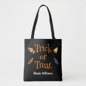 Trick or treat Snoep, zwart Draagtas (Voorkant)