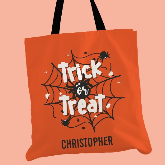 Trick or treat Spin Web Gepersonaliseerde Hallowee Draagtas