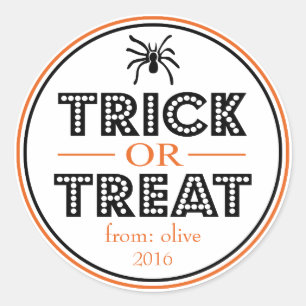 trick or treat spin (zwart/Oranje) Ronde Sticker