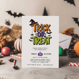 TRICK OR TREAT SPINNEN HECENHOED HALLOWEEN FEEST KAART