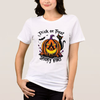 TRICK OR TREAT SPOOKY HALLOWEEN VIBES Tri-Blend SHIRT