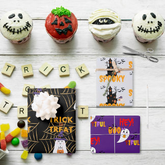 Trick or treat Spooky Hey! Boo-tiful Halloween Inpakpapier Vel