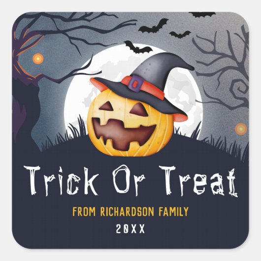Trick or treat Spooky Jack O'Lantern Vierkante Sticker (Voorkant)