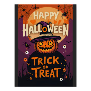 Trick or treat Spooky Pumpkin Halloween Party Perfect Poster