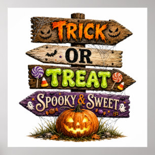 Trick Or Treat Spooky & Sweet Halloween Poster