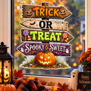Trick Or Treat Spooky & Sweet Halloween Raamsticker