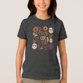 Trick or treat Stijlvol ontwerp van halloween-patr Tri-Blend Shirt (Voorkant)