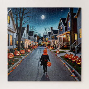 Trick or treat Street - Whimsical Halloween Night Legpuzzel