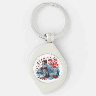 Trick or treat Tijd: Ghost Skiing Fun Design Sleutelhanger