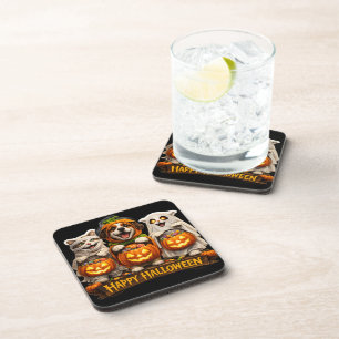 Trick or treat trio speelse gelukkige Halloween vi Bier Onderzetter