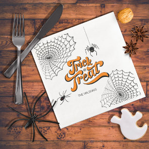 Trick or treat Typografie met Spiders ID680 Servet