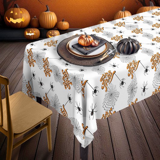 Trick or treat Typografie met Spiders Pattern ID68 Tafelkleed