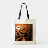 Trick or treat van het gehakte huis tote bag (Achterkant)
