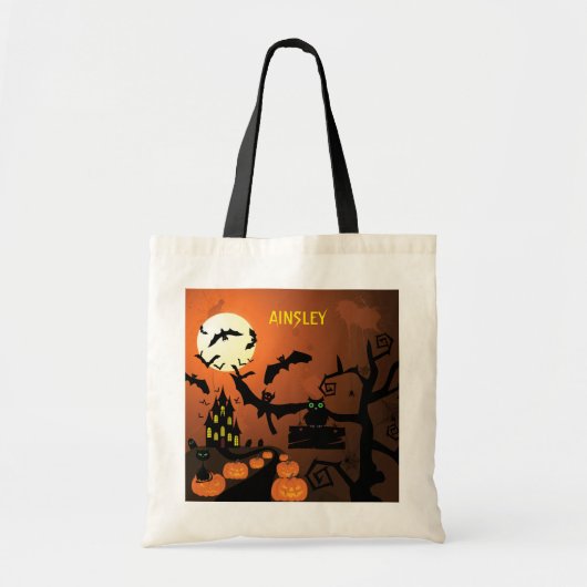 Trick or treat van het gehakte huis tote bag (Voorkant)