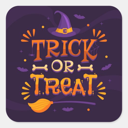 Trick or treat vierkante sticker (Voorkant)