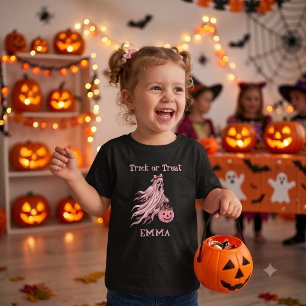 Trick or Treat Vintage Roze Geest Aangepaste Naam Kinder Shirts