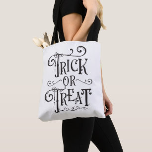 Trick or Treat Vintage Typografie Type Halloween Draagtas