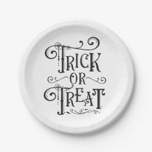 Trick or Treat Vintage Typografie Type Halloween Papieren Bordje