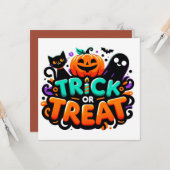 Trick or treat Wenskaarten Kaart (Voorkant / Achterkant in situ)