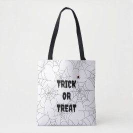 Trick or treat White Spiderweb Spider Halloween Draagtas