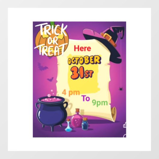 Trick or treat Window Cling Raamsticker (Vel)