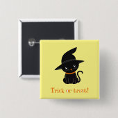 Trick or treat Witch Cat Button Pin (Voorkant /achterkant)