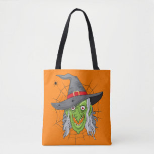 Trick or treat Witch en Spinnen Dubbelzijdig Draagtas