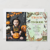 Trick or treat Witch Halloween 3e verjaardag foto Kaart (Voorkant)