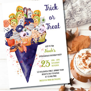 Trick or treat Witch Pet Halloween Food Birthday Kaart
