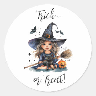 Trick or treat Witch Ronde Sticker