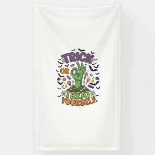 Trick Or Treat Zelf Zombie Hand Halloween Snoep Spandoek