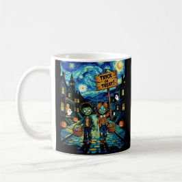 Trick or treat Zombies - Van Gogh Starry Halloween Koffiemok
