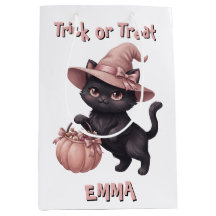 Trick or Treat Zwart Kat & Roze Snoep Emmer