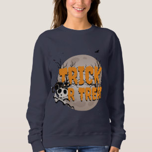 Trick or Treat Zwarte Kat en Schedel Halloween Fee Trui