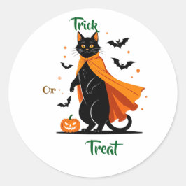 Trick or treat Zwarte Kat Halloween Sticker